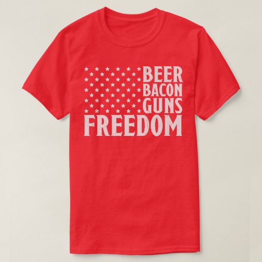 T-shirt Bacon de bière armes et Liberté drapeau américain (Design devant)