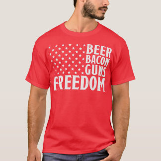 T-shirt Bacon de bière armes et Liberté drapeau américain