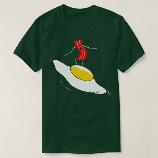 T-shirt Bacon Eggs Funny Surfing Egg Crispy Breakfast (Design devant)
