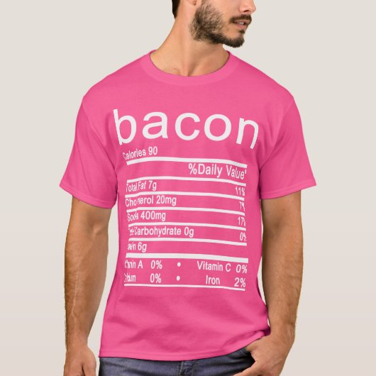T-shirt bacon étiquette de la valeur nutritive (Devant)