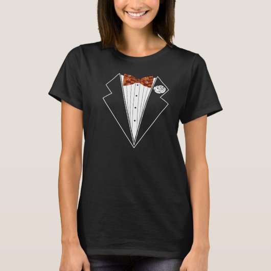 T-shirt Bacon Tuxedo Bow T Chemise Long Manche (Devant)