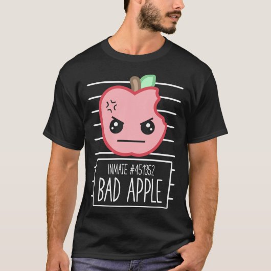 T-shirt Bad Apple Mugshot Silly Sarcastic Pun Bad Attitude (Devant)