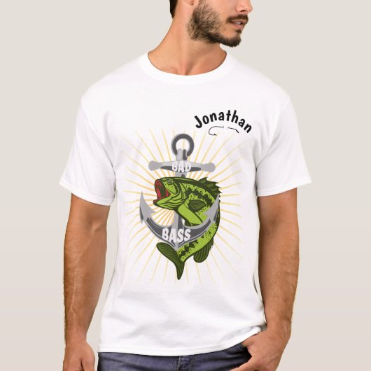 T-shirt Bad Bass Avec Ancre Bateau Nom Personnalisé T-Shir (Devant)
