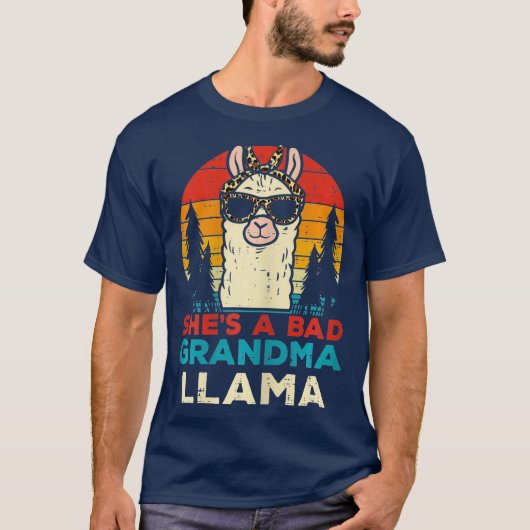 T-shirt Bad Grand-mère Llama Retro Alpaca Fête des mères N (Devant)