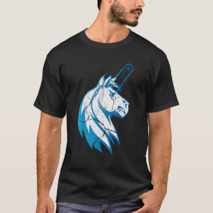 T-shirt Bad Horse Unicorne Avec tronçonneuse Et Flames Ble