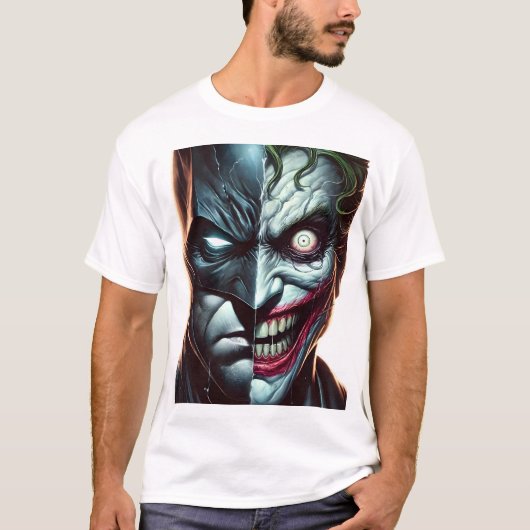 T-shirt Bad Joke Split Face Duality Art (Devant)