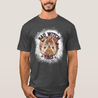T-shirt Bad Witch Vibes Leopard avec Bat Lover drôle hall