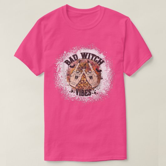 T-shirt Bad Witch Vibes Leopard avec Bat Lover drôle hall (Design devant)