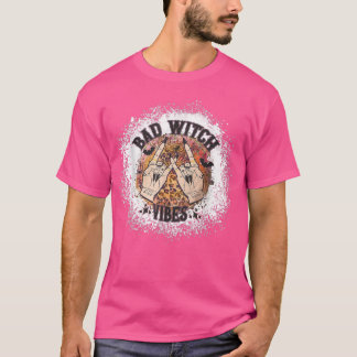T-shirt Bad Witch Vibes Leopard avec Bat Lover drôle hall