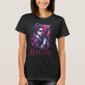 T-shirt Badass Rebel Japan Geisha Girl Machine Gun Floral (Devant)