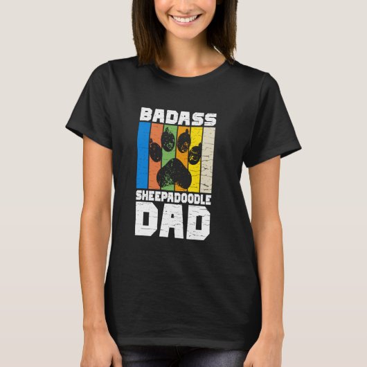T-shirt Badass Sheepadoodle Papa Sheepadoodle (Devant)