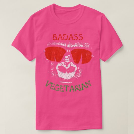 T-shirt Badass végétarien (gorille) drôle cool veggie amou (Design devant)