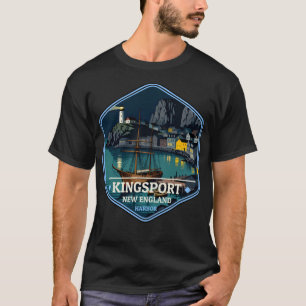 T-shirt Badge de voyage vintage Kingsport New England Harb