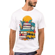 T-Shirt Badge Fournitures Scolaires Rétro Groovy