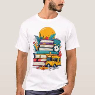 T-Shirt Badge Fournitures Scolaires Rétro Groovy