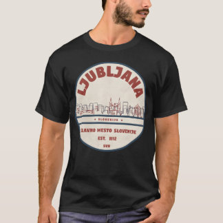 T-shirt Badge vintage de la ville de Ljubljana Slovénie