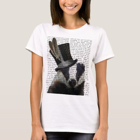 T-shirt Badger de Steampunk dans le chapeau supérieur (Devant)