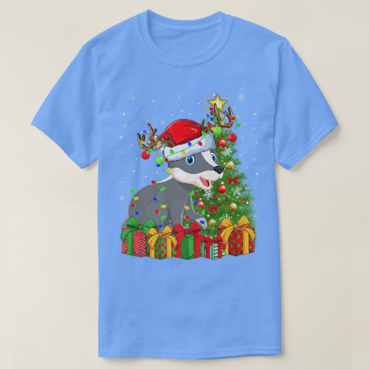 T-shirt Badger Lighting Xmas Tree Santa Hat Badger Christm (Design devant)