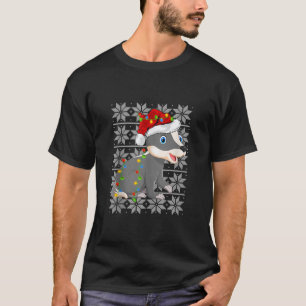 T-shirt Badger Xmas Lights Père Noël Ugly Sweater Style Ba