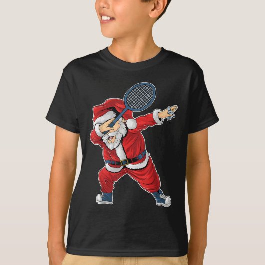 T-shirt Badminton Christmas Dabbing Santa Claus With Shutt (Devant)