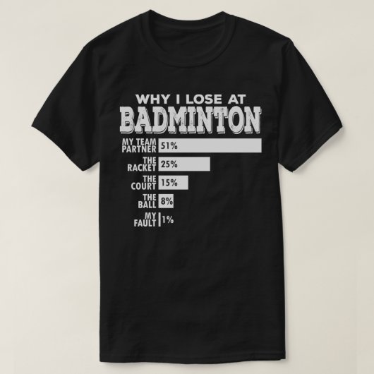T-shirt Badminton Double Why I Lose Funny Pun Dit Badmi (Design devant)