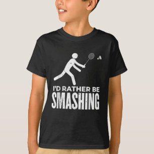 T-shirt Badminton en bonhomme allumette - Je préférerais é