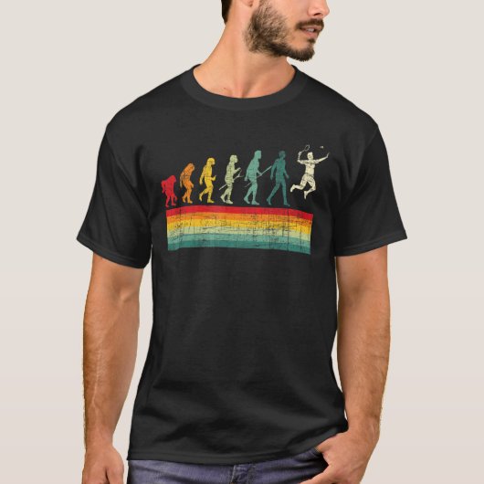 T-shirt Badminton Evolution Retro Sports Shuttlecock (Devant)