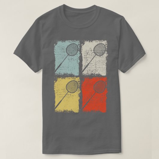 T-shirt Badminton Racket Badminton Retro 2 (Design devant)