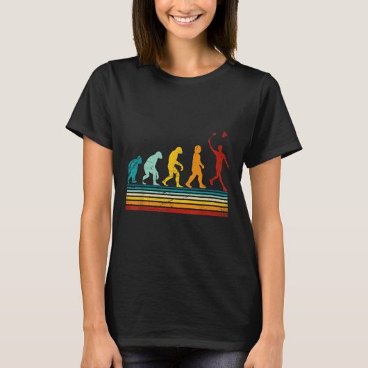 T-shirt Badminton Rétro Avec Évolution Du Volant Darwin (Devant)