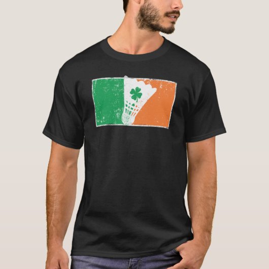 T-shirt Badminton St Patrick's Day Drapeau irlandais C dés (Devant)