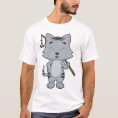 T-shirt Baguette de pêche de chat (Devant)