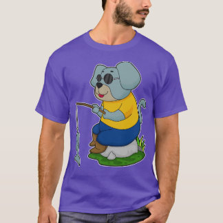 T-shirt Baguette de pêche du chien