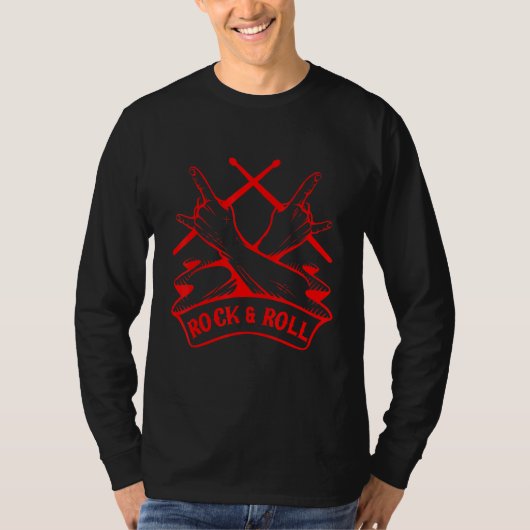 T-shirt Baguettes Rock And Roll Musique Bande Drumming Dru (Devant)