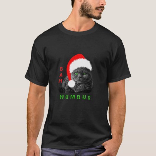 T-shirt Bah Humbug Christmas Cat (Devant)