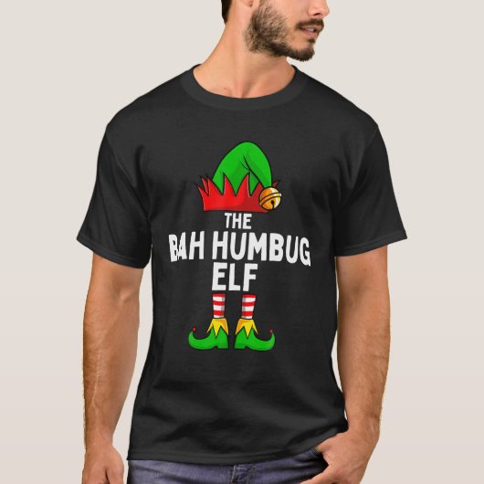 T-shirt Bah Humbug Elf Matching Famille Noël (Devant)