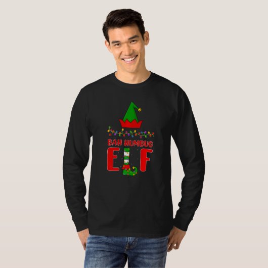 T-shirt Bah Humbug Elf Matching Family Lighting Noël (Devant entier)