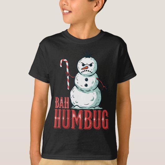 T-shirt Bah Humbug Santa Hat Angry Snowman Sarcastic Chris (Devant)