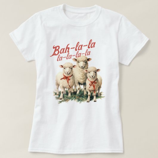 T-shirt Bah La La Cute Retro Noël Moutons (Design devant)
