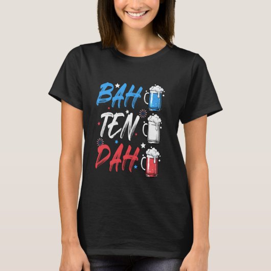T-shirt BAH TEN DAH Funny 4 juillet barman à bière Ameri (Devant)