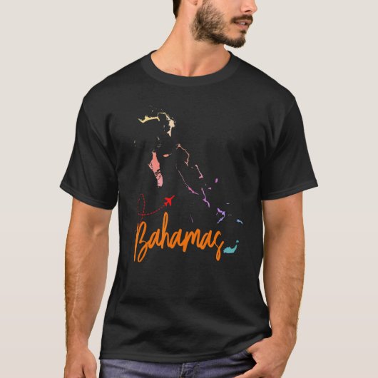 T-shirt Bahamas Carte Correspondance Vacances Famille Fill (Devant)