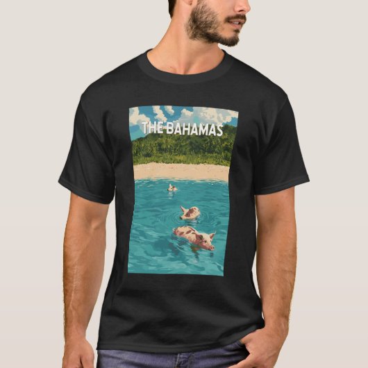 T-shirt Bahamas Illustration Voyage Art Vintage (Devant)