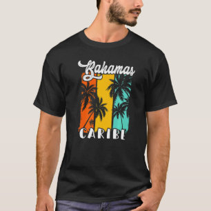 T-shirt Bahamas Palm Trees Beach Caribe Rétro Vacances