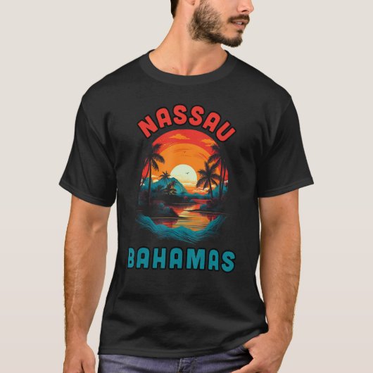 T-shirt Bahamas Tropical Sunset beach Souvenir Vacation (Devant)