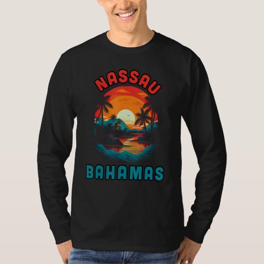 T-shirt Bahamas Tropical Sunset beach Souvenir Vacation (Devant)