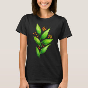 T-shirt Baies abstraites d'orange de plante verte