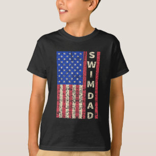 T-shirt Baignade Papa Américain Drapeau Fête des pères Cad