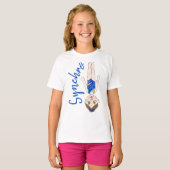 T-shirt Baignade synchronisée Bleue Synchro nageuse fille (Devant entier)