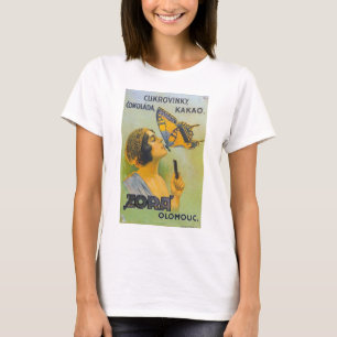 T-shirt Baisée Par Un Papillon Vintage Chocolat Publicité