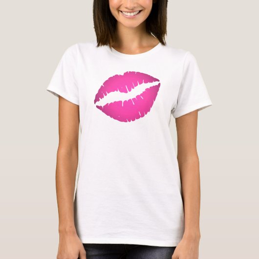 T-shirt Baiser en bâton de lèvre rose chaud (Devant)