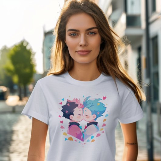 T-shirt Baiser mignon Anime Boys